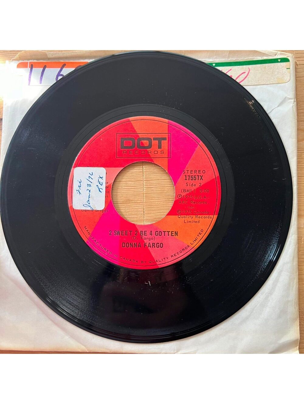 Donna Fargo - 2 Sweet 2 be 4 Gotten/Hello Little Bluebird 45rpm VG+ R08